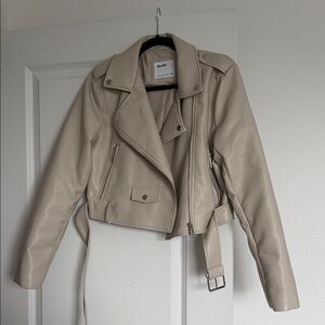 Elodie Beige Leather Jacket